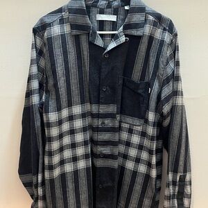 Plaid Button Down Shirt - Black and Gray